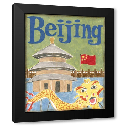Beijing Black Modern Wood Framed Art Print by Meagher, Megan