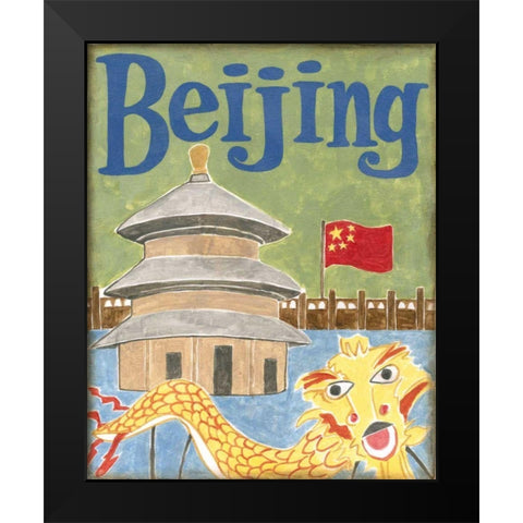 Beijing Black Modern Wood Framed Art Print by Meagher, Megan