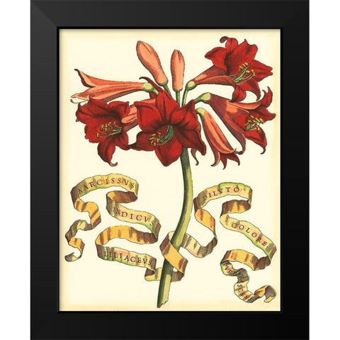 Ribbon Florals II Black Modern Wood Framed Art Print by Vision Studio
