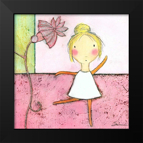 Pink Ballerina Black Modern Wood Framed Art Print by Sonheim, Carla