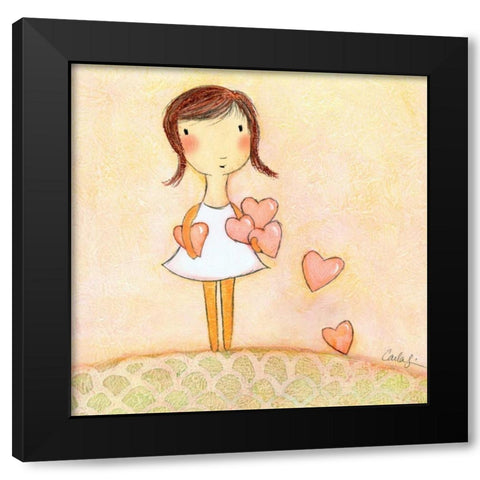 With All My Hearts Black Modern Wood Framed Art Print by Sonheim, Carla