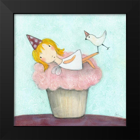 Cupcake Fairy Black Modern Wood Framed Art Print by Sonheim, Carla