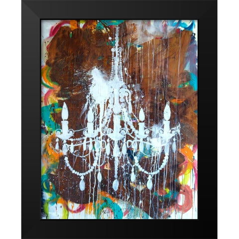 White Chandelier Black Modern Wood Framed Art Print by Youngstrom, Kent