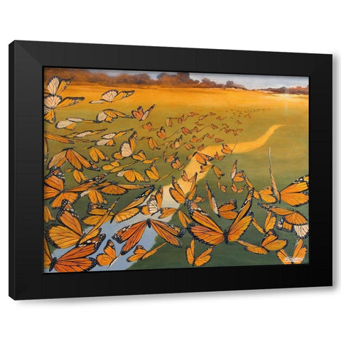 Monarch Migration Black Modern Wood Framed Art Print with Double Matting by Szatkowski, Fred