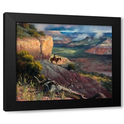 Camp Along the Timbercreek Black Modern Wood Framed Art Print with Double Matting by Sorenson, Jack