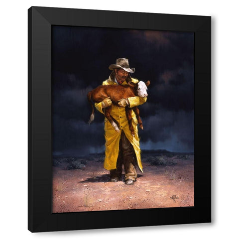 Helping Hand Black Modern Wood Framed Art Print by Sorenson, Jack