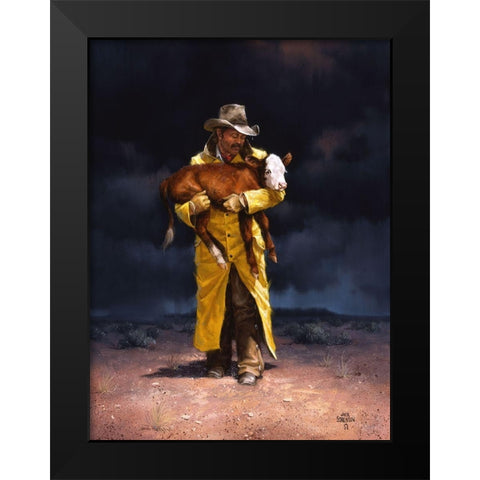 Helping Hand Black Modern Wood Framed Art Print by Sorenson, Jack