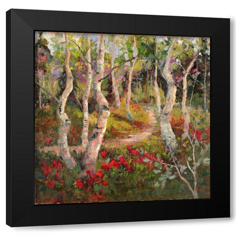 Four Seasons Aspens I Black Modern Wood Framed Art Print with Double Matting by Oleson, Nanette