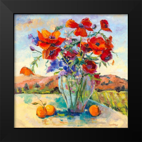 Floral Kaleidoscope II Black Modern Wood Framed Art Print by Oleson, Nanette