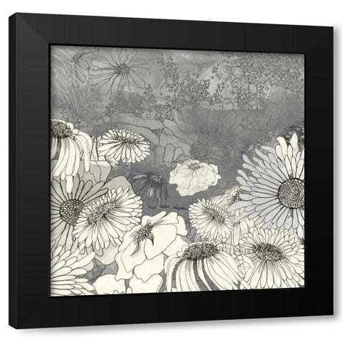 Flowers on Grey I Black Modern Wood Framed Art Print with Double Matting by Blixt, Ingrid