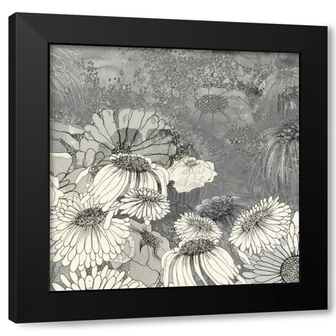 Flowers on Grey II Black Modern Wood Framed Art Print with Double Matting by Blixt, Ingrid
