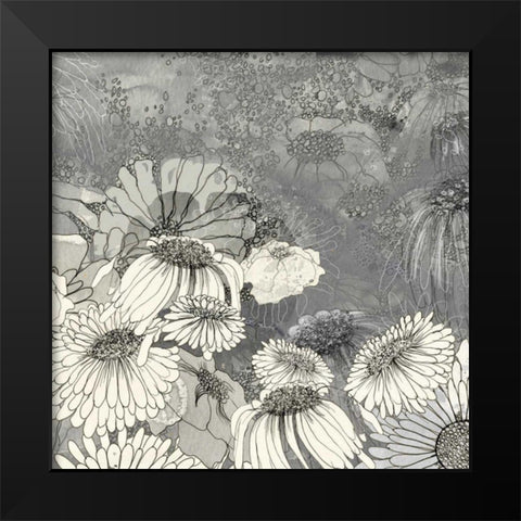 Flowers on Grey II Black Modern Wood Framed Art Print by Blixt, Ingrid