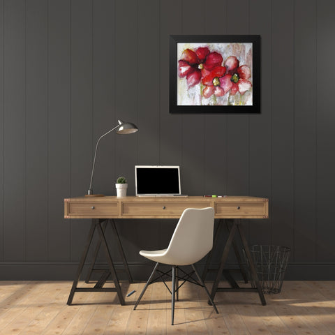 Fuchsia Poppies II Black Modern Wood Framed Art Print by Herrera, Leticia