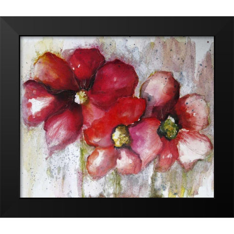 Fuchsia Poppies II Black Modern Wood Framed Art Print by Herrera, Leticia