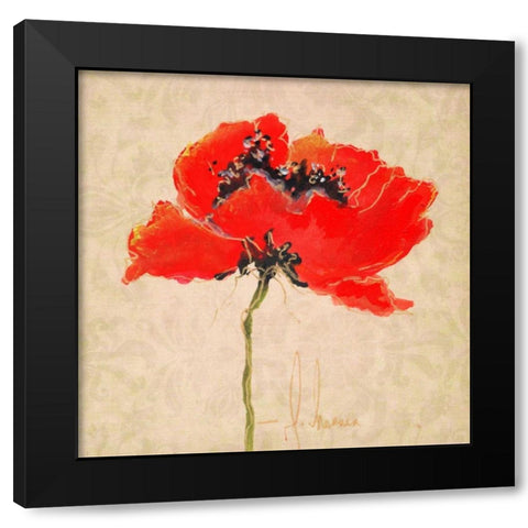 Vivid Red Poppies III Black Modern Wood Framed Art Print with Double Matting by Herrera, Leticia