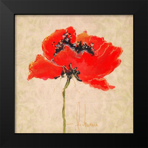 Vivid Red Poppies III Black Modern Wood Framed Art Print by Herrera, Leticia