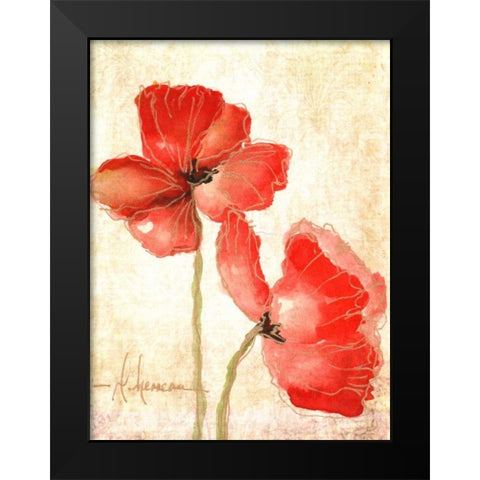 Vivid Red Poppies IV Black Modern Wood Framed Art Print by Herrera, Leticia