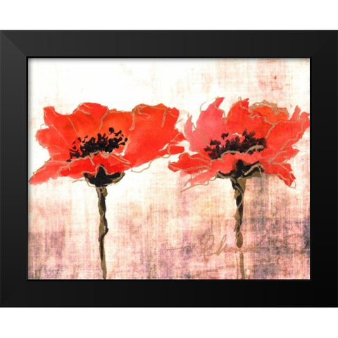 Vivid Red Poppies V Black Modern Wood Framed Art Print by Herrera, Leticia