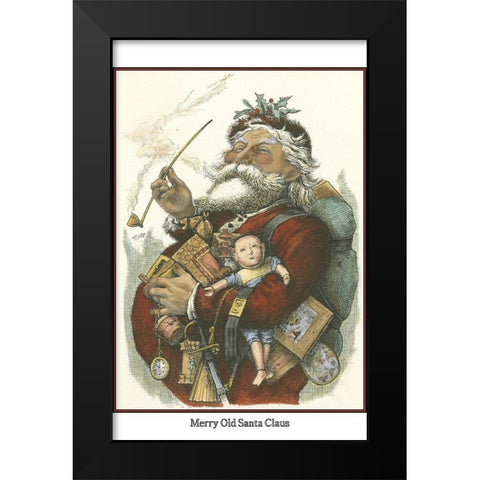 Merry Santa Black Modern Wood Framed Art Print by Unknown