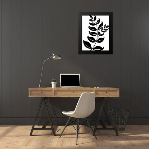 Leaf Silhouette II Black Modern Wood Framed Art Print by Zarris, Chariklia