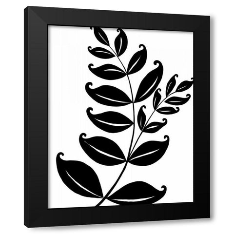 Leaf Silhouette II Black Modern Wood Framed Art Print with Double Matting by Zarris, Chariklia