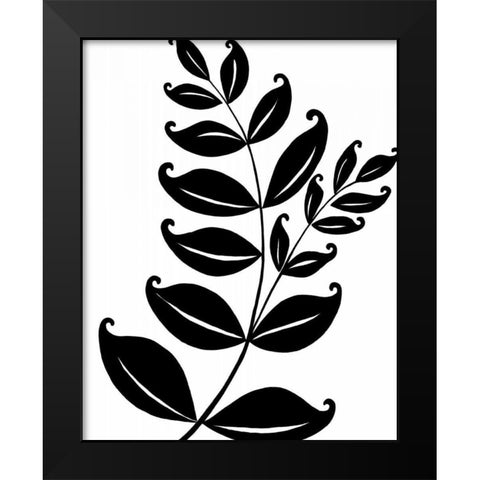 Leaf Silhouette II Black Modern Wood Framed Art Print by Zarris, Chariklia
