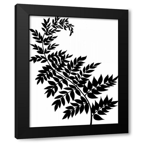 Leaf Silhouette III Black Modern Wood Framed Art Print with Double Matting by Zarris, Chariklia