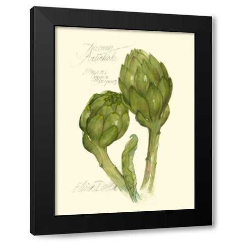 Tuscany Artichoke Black Modern Wood Framed Art Print by Della-Piana, Elissa