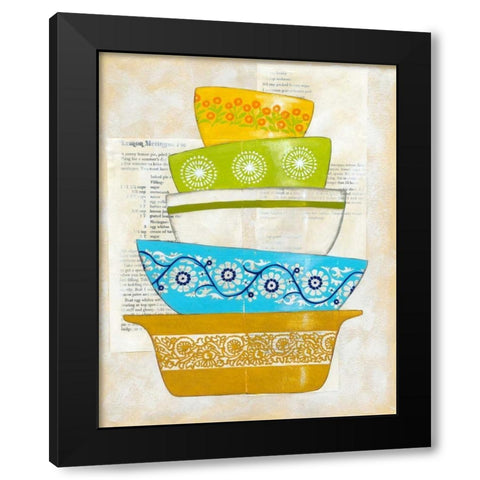 Retro Ware IV Black Modern Wood Framed Art Print with Double Matting by Zarris, Chariklia