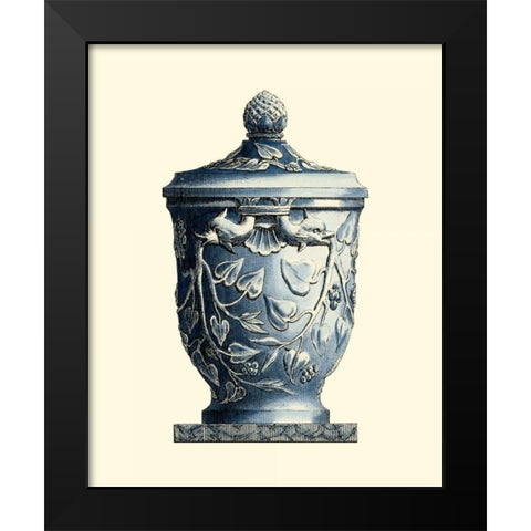 Blue Porcelain Urn I Black Modern Wood Framed Art Print by Vision Studio