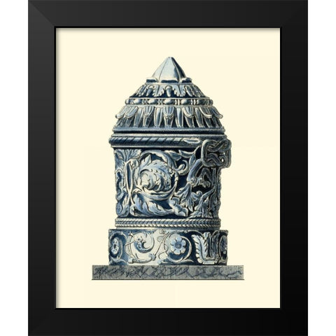 Blue Porcelain Urn II Black Modern Wood Framed Art Print by Vision Studio