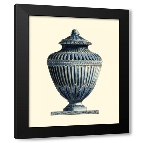 Blue Porcelain Urn III Black Modern Wood Framed Art Print with Double Matting by Vision Studio