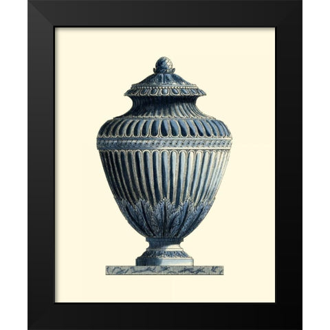 Blue Porcelain Urn III Black Modern Wood Framed Art Print by Vision Studio