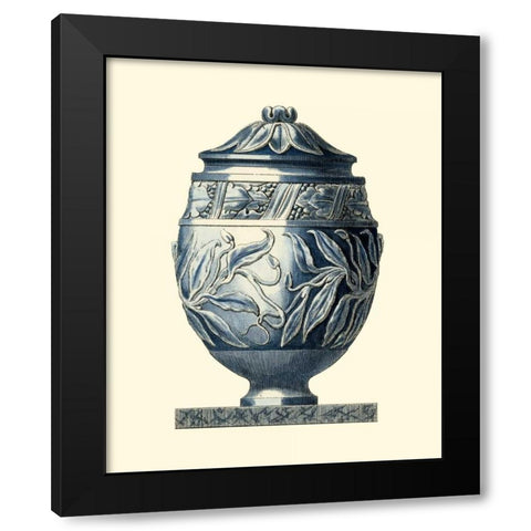 Blue Porcelain Urn IV Black Modern Wood Framed Art Print with Double Matting by Vision Studio