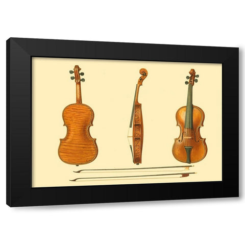 Antique Violins II Black Modern Wood Framed Art Print by Gibb, William