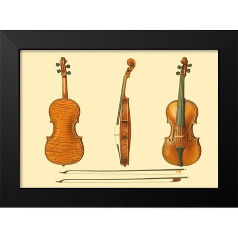Antique Violins II Black Modern Wood Framed Art Print by Gibb, William