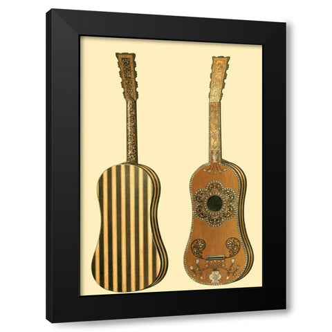 Antique Guitars II Black Modern Wood Framed Art Print with Double Matting by Gibb, William
