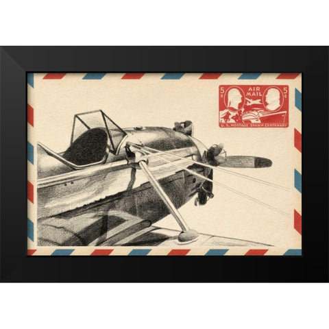 Small Vintage Airmail I Black Modern Wood Framed Art Print by Harper, Ethan
