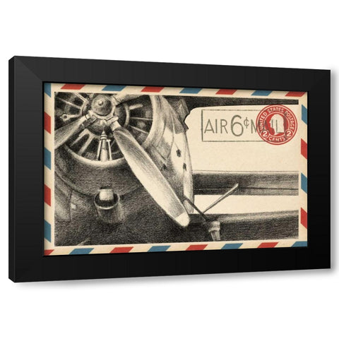 Small Vintage Airmail II Black Modern Wood Framed Art Print by Harper, Ethan