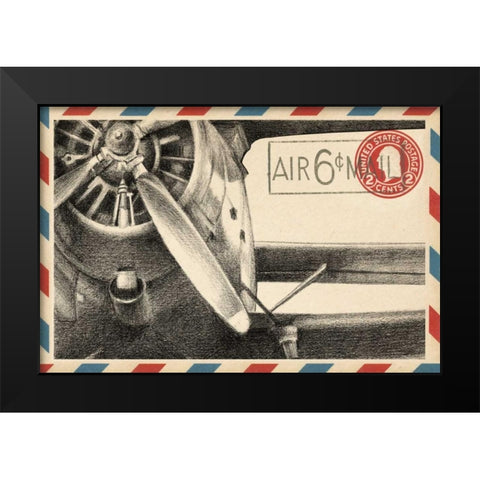 Small Vintage Airmail II Black Modern Wood Framed Art Print by Harper, Ethan