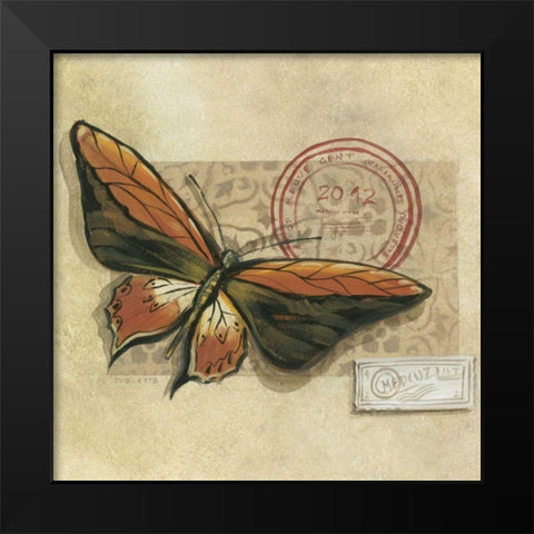 Le Papillon II Black Modern Wood Framed Art Print by Cuozzo, Marianne D.