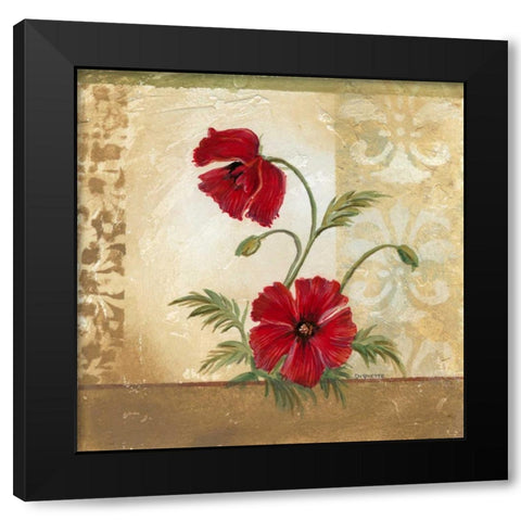 Red Poppies II Black Modern Wood Framed Art Print by Cuozzo, Marianne D.