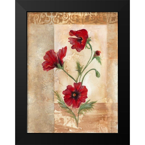 Red Poppies III Black Modern Wood Framed Art Print by Cuozzo, Marianne D.