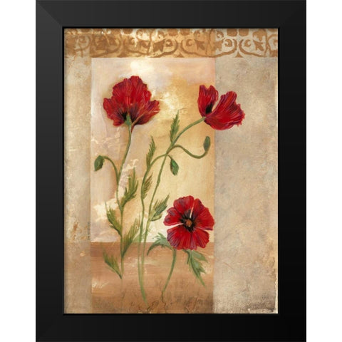 Red Poppies IV Black Modern Wood Framed Art Print by Cuozzo, Marianne D.