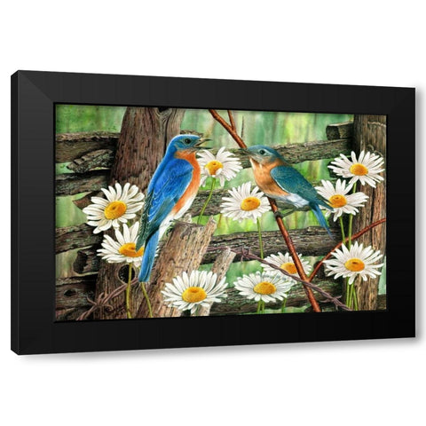 Serenade in Blue Black Modern Wood Framed Art Print with Double Matting by Dornish, Al