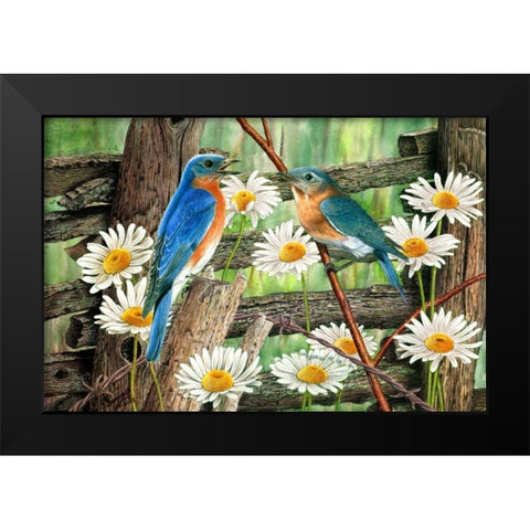 Serenade in Blue Black Modern Wood Framed Art Print by Dornish, Al