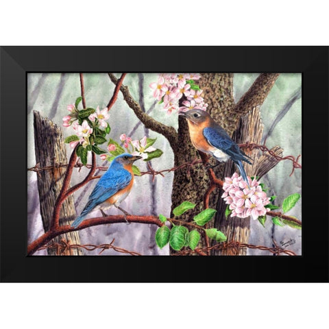 Bluebirds Black Modern Wood Framed Art Print by Dornish, Al