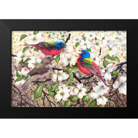 Painted Bunting Black Modern Wood Framed Art Print by Dornish, Al