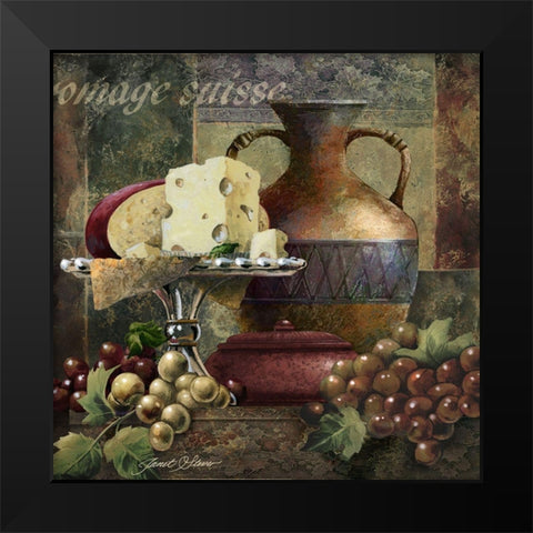 Cheese and Grapes II Black Modern Wood Framed Art Print by Stever, Janet