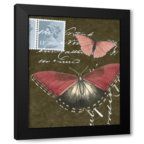 Le Papillon Script II Black Modern Wood Framed Art Print by Vision Studio